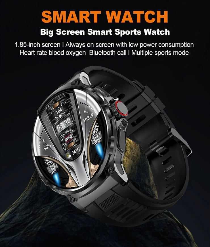1.85" Ultra HD Smartwatch GPS Bluetooth Call Health Monitoring Watch Gym Gift