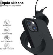 Shockproof Liquid Silicone Designed for Iphone 13 Case Gel Rubber Anti-Shock Cover Case Drop Protection 6.1Inch-Black