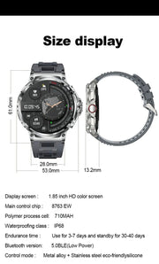 1.85" Ultra HD Smartwatch GPS Bluetooth Call Health Monitoring Watch Gym Gift